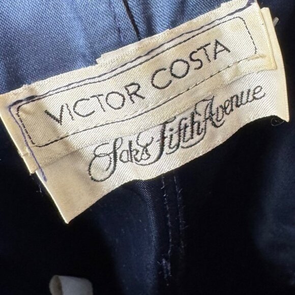 Vintage Victor Costa Saks Fifth Avenue Puff Sleeve Velvet Blue Formal Dress 10 - Picture 14 of 15
